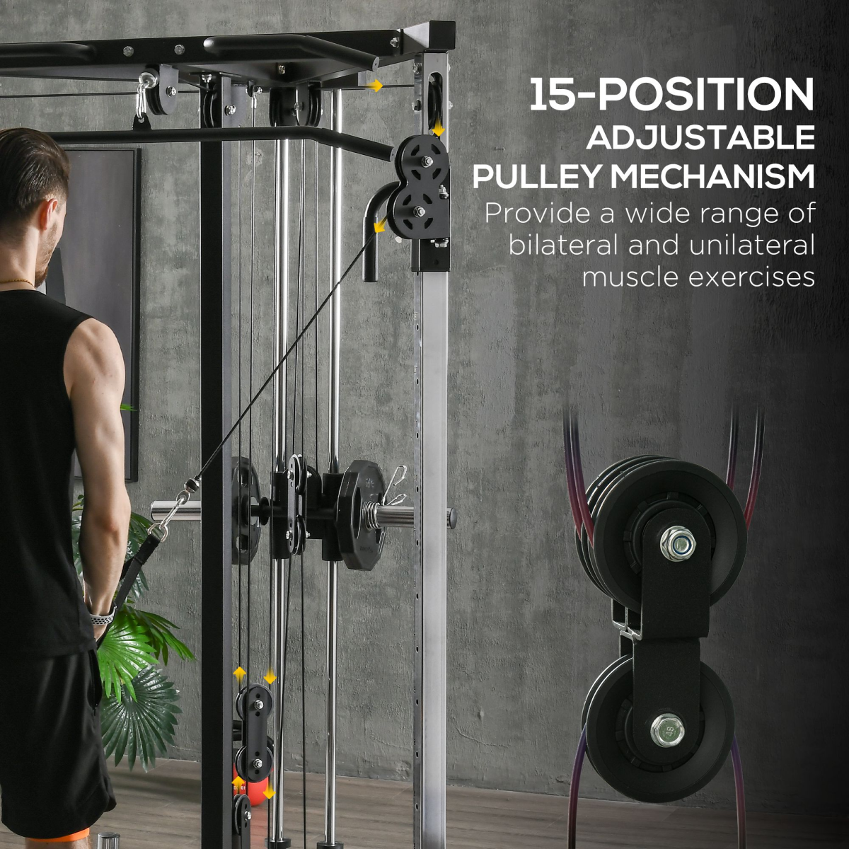 SPORTNOW Home Gym Machine, 15-Position Adjustable Training Workout Station