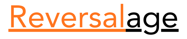 Logo of Reversalage with orange and black text on a white background