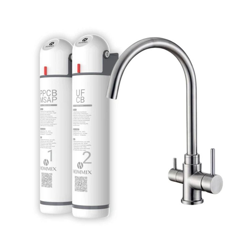 Hommix Ultra UF & Softening Drinking Water Filter with Pisa 304 Stainless Steel