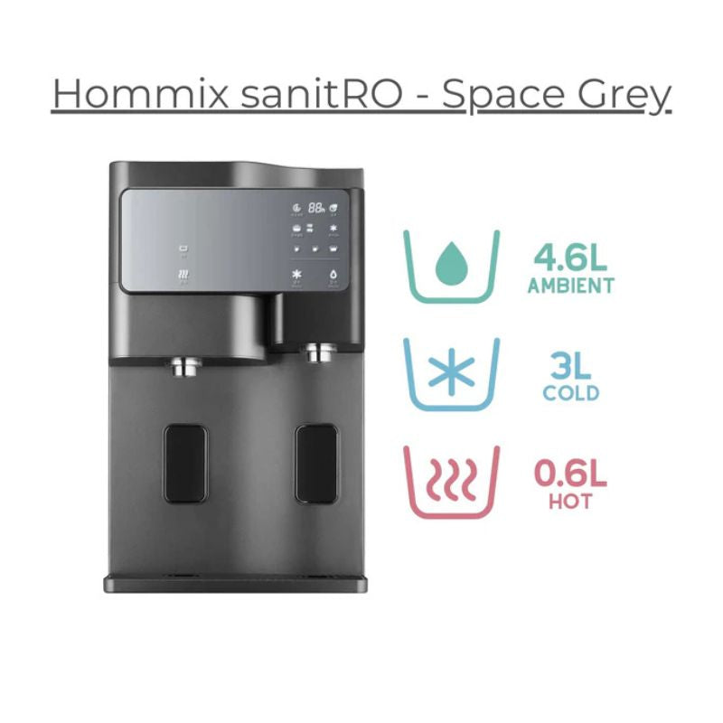Hommix sanitRO 3-in-1 Luxury Countertop Reverse Osmosis Filtration System - Space Grey