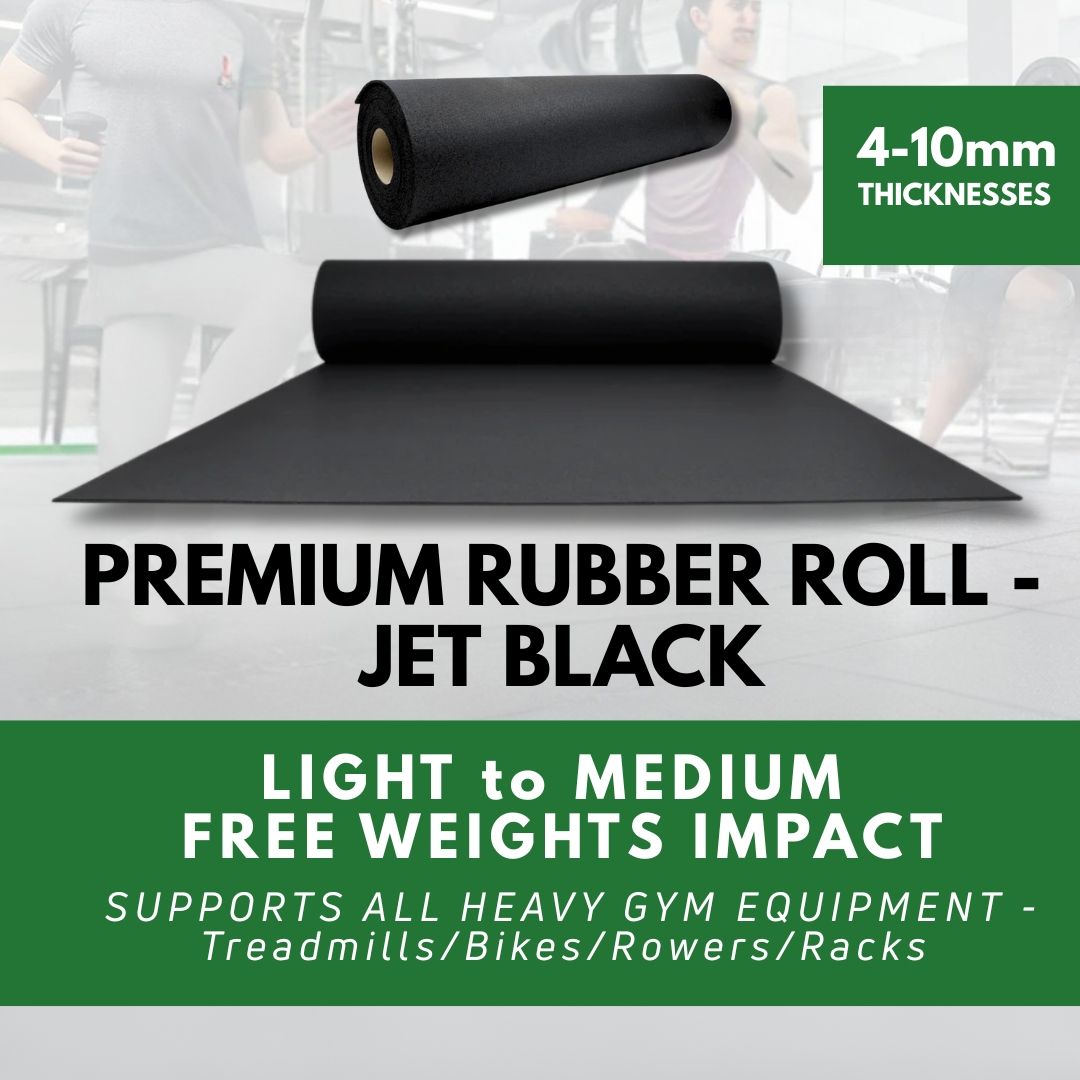 Jet Black Rubber Flooring Roll – 10m²
