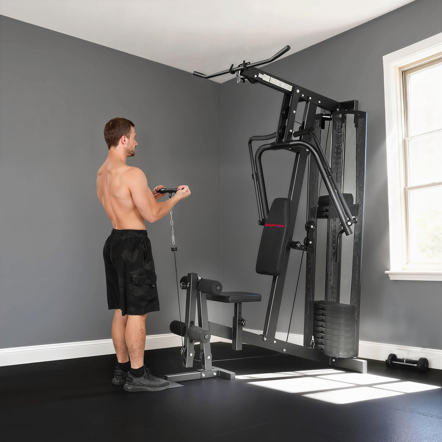 SPORTNOW Multi Gym with Adjustable Seat and Back, All in One Home Gym Machine with 45kg Weight Stack for Full Body Strength Training