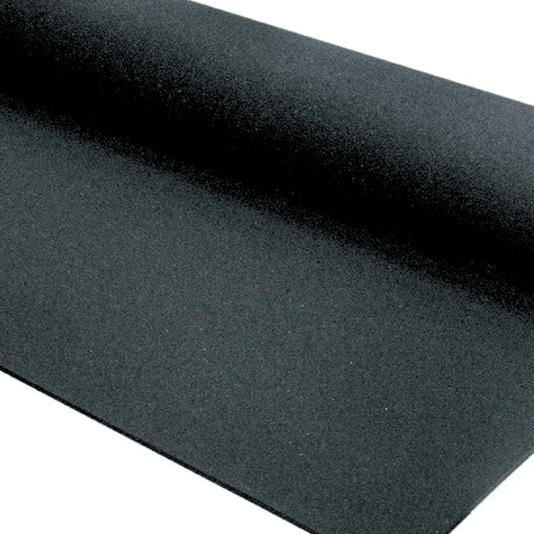 Jet Black Rubber Flooring Roll – 10m²