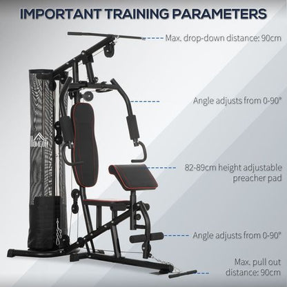 HOMCOM Multi Gym Fitness Equipment Exercise Machine with 45Kg Weight Stack